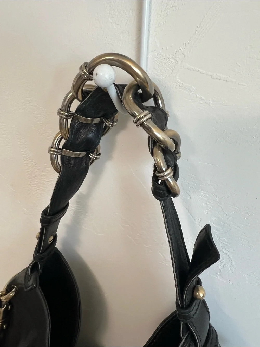Authentic Ferragamo Black Butter Leather Hobo Shoulder Bag